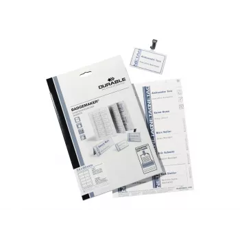 DURABLE BADGEMAKER® Einlegeetiketten 61 x 210 mm, 100 Stück, Weißer Karton, Laser/Tintenstrahl 146002
