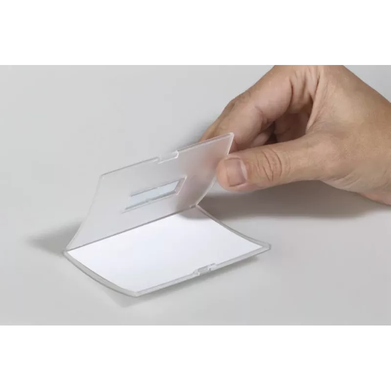 DURABLE CLICK FOLD Namensschild mit Clip, 90x54 mm Einlage, Transparent, 25er-Pack 821619