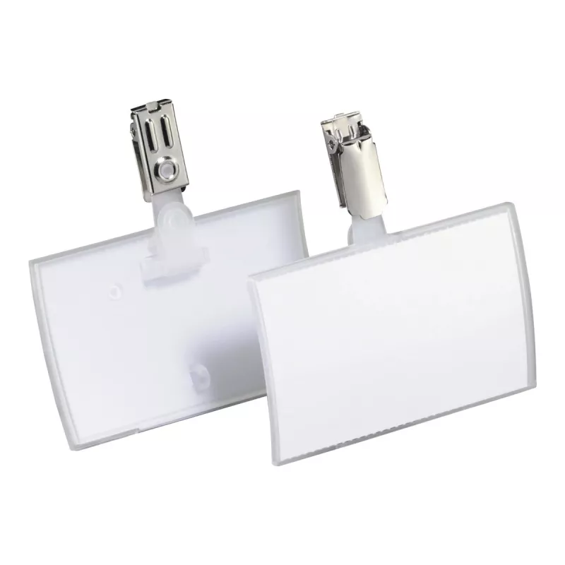 DURABLE CLICK FOLD Namensschild mit Clip, 90x54 mm Einlage, Transparent, 25er-Pack 821619