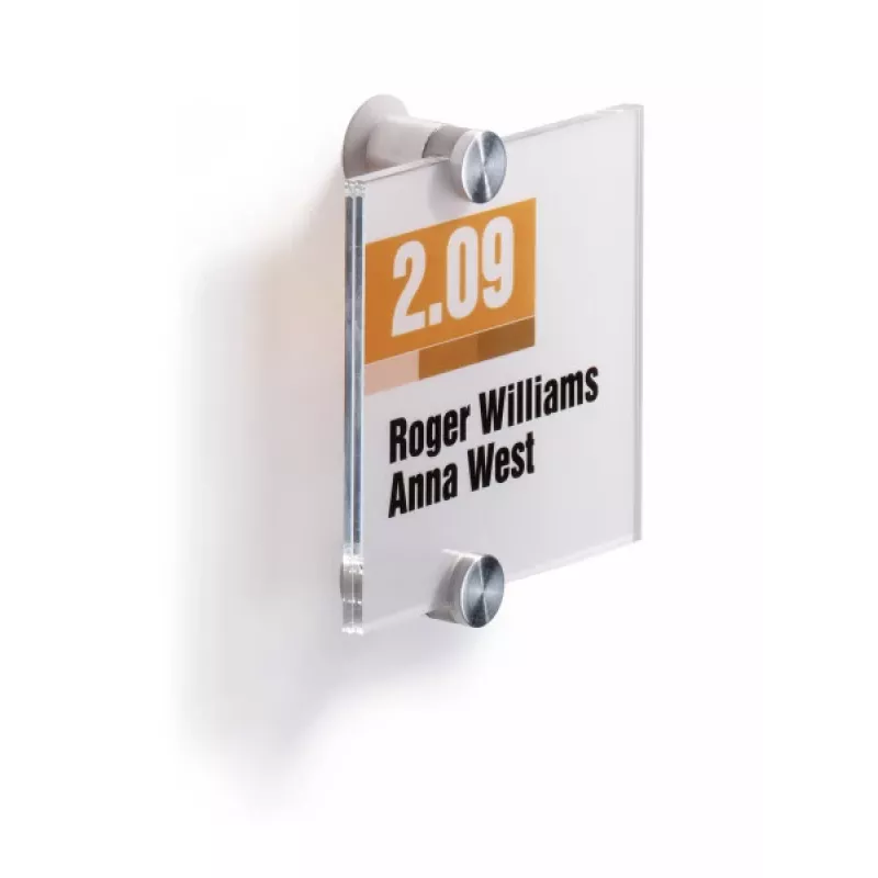 DURABLE CRYSTAL SIGN Türschild 105x105 mm, rahmenloses Acrylglas, Schraubmontage, transparent, 1 Set 482019