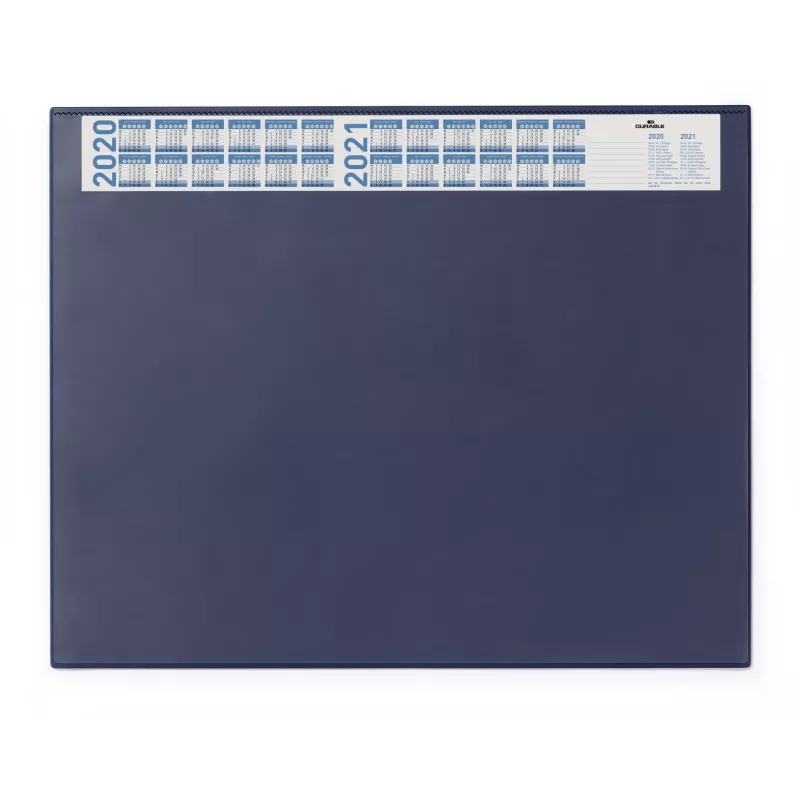 DURABLE Schreibtischunterlage mit integriertem Kalender, transparente Vollabdeckung, 65x52 cm, Dunkelblau