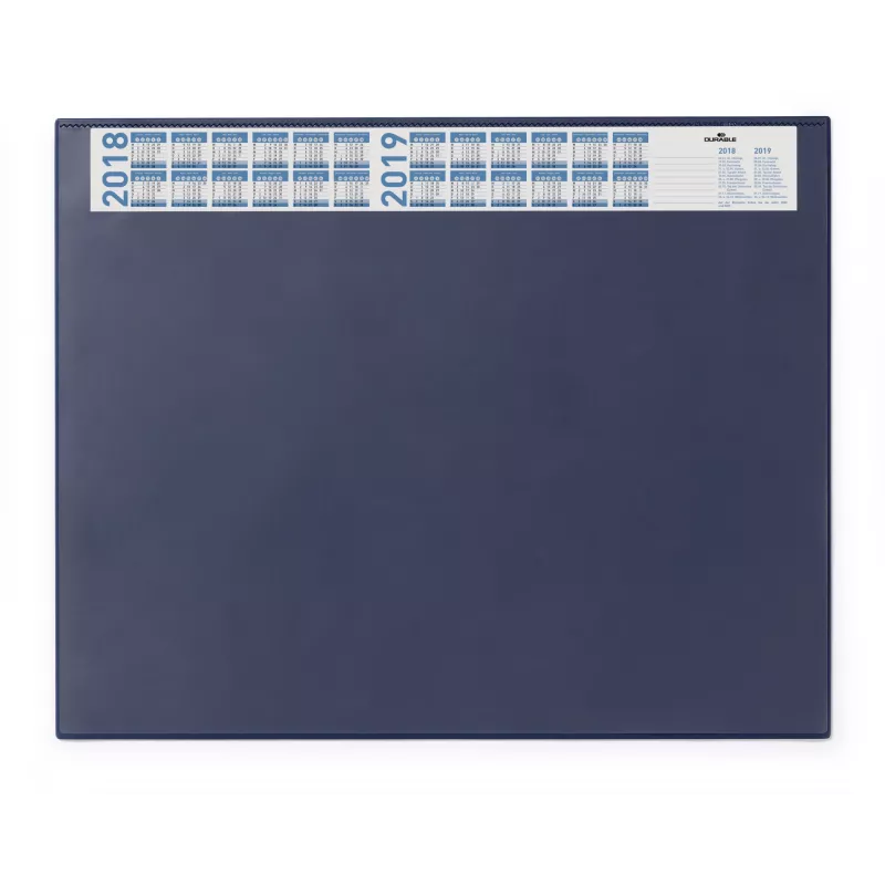 DURABLE Schreibtischunterlage mit integriertem Kalender, transparente Vollabdeckung, 65x52 cm, Dunkelblau