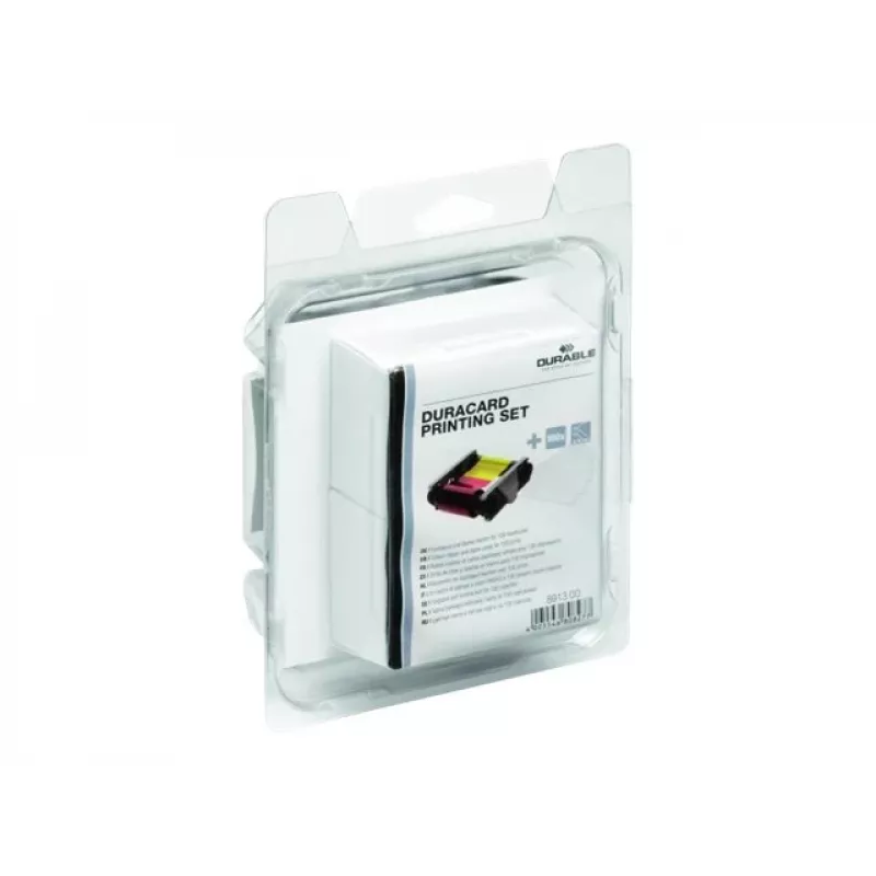 DURABLE DURACARD ID 300 Drucker-Zubehörkit mit schwarzem Monochrom-Farbband und Reinigungskarte 891300