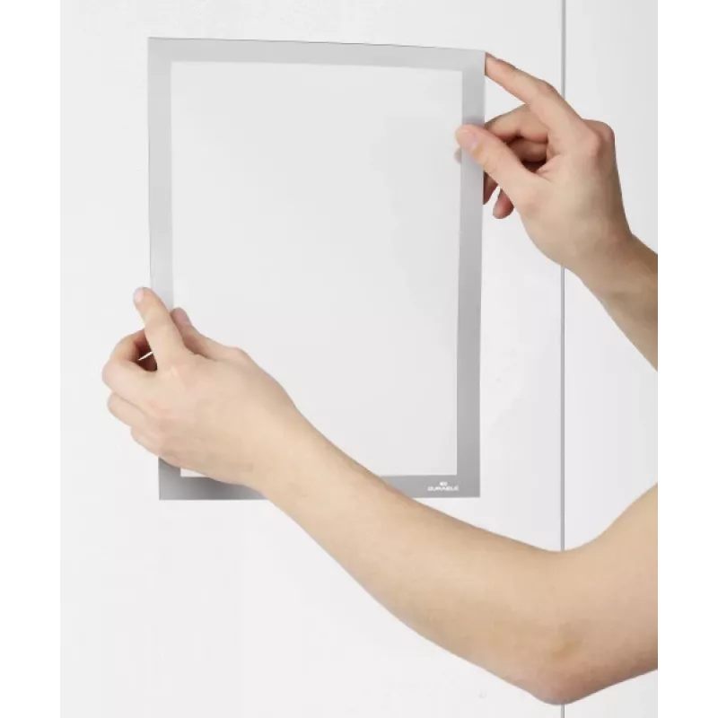 DURABLE DURAFRAME SUN A4 Silber selbstklebender UV-beständiger Informationsrahmen, 2er-Pack 484123