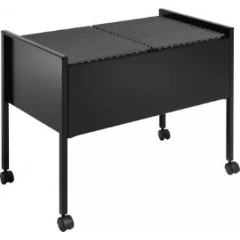 DURABLE ECONOMY DUO 100 A4 Hängeregistraturwagen mit 100 Datei-Kapazität, zwei Reihen, Stahlrahmen, 4 Lenkrollen, Schwarz 308201
