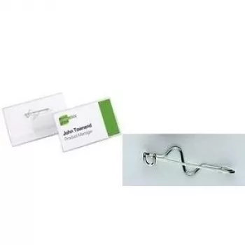 DURABLE Namensschild 60x30 mm mit Wellennadel, 100 Stück, Transparent 800619
