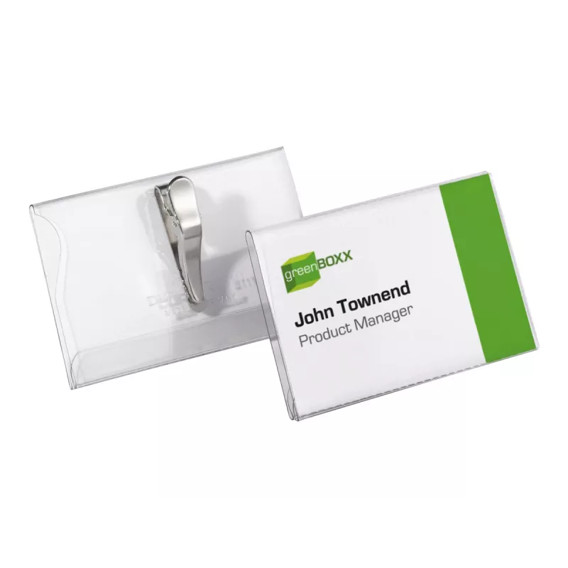 DURABLE Namensschildhalter 54x90 mm mit Krokodilklemme, 25er-Pack, Transparent 811119