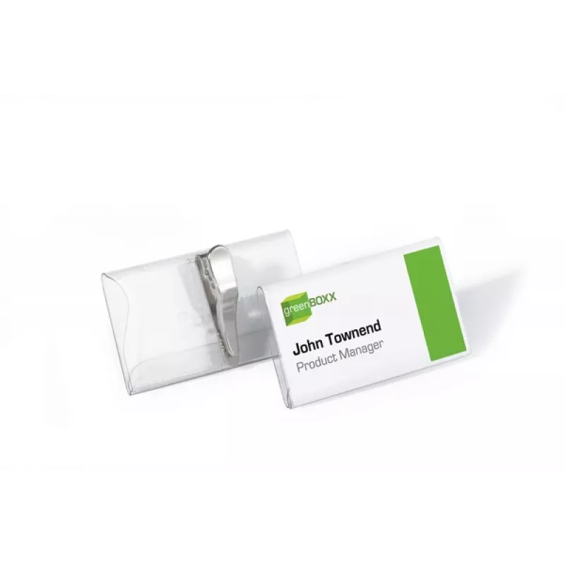 DURABLE Namensschildhalter 75x40 mm mit Krokodilklemme, Transparent, 25er-Pack 811019