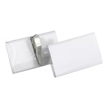 DURABLE Namensschildhalter 75x40 mm mit Krokodilklemme, Transparent, 25er-Pack 811019