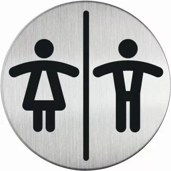 DURABLE PICTO WC Unisex-WC-Schild, rund, silber, selbstklebend, 83 mm, 1 Stück 492023