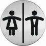 DURABLE PICTO WC Unisex-WC-Schild, rund, silber, selbstklebend, 83 mm, 1 Stück 492023