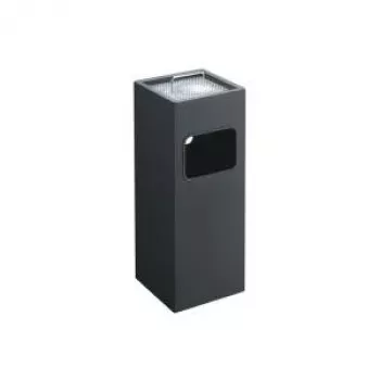 DURABLE Rechteckiger Stahl-Abfalleimer mit integriertem Aschenbecher, 17 Liter, Schwarz 333158