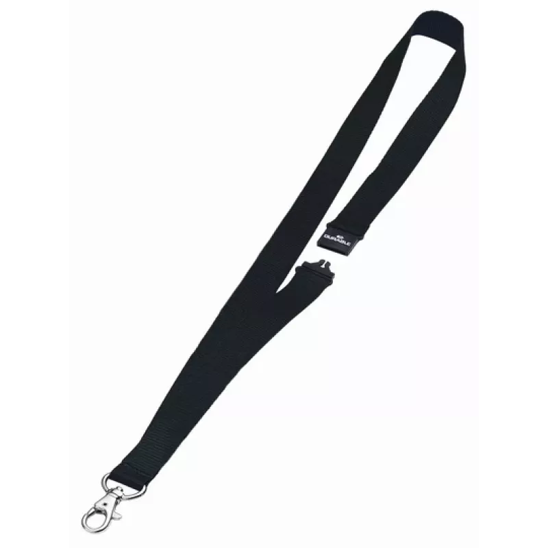 DURABLE Textil-Lanyard 20 mit Karabinerhaken, Schwarz, 10er-Pack (813701)