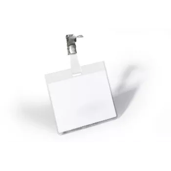 DURABLE VISITOR Namensschildhalter 90 x 60 mm mit Drehclip, Transparent, 25 Stück (800319)
