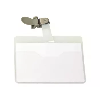 DURABLE VISITOR Namensschildhalter 90 x 60 mm mit Drehclip, Transparent, 25 Stück (800319)