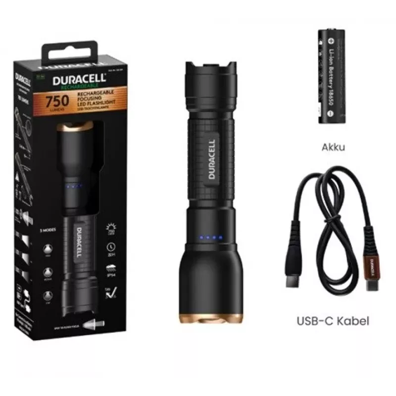 Duracell DF750R Taschenlampe schwarz