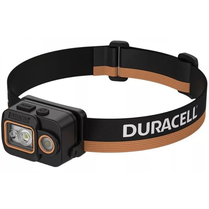 Duracell DH700R Wiederaufladbare LED-Stirnlampe, 700 Lumen, Bewegungssensor, IPX4, Schwarz/Orange