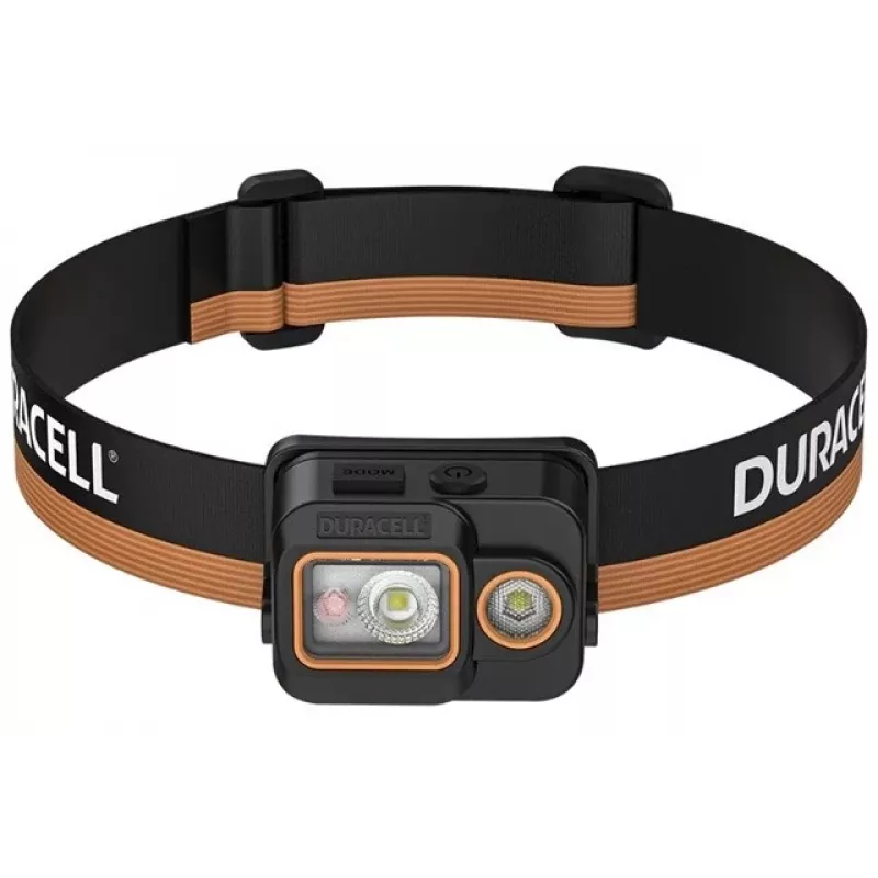 Duracell DH700R Wiederaufladbare LED-Stirnlampe, 700 Lumen, Bewegungssensor, IPX4, Schwarz/Orange