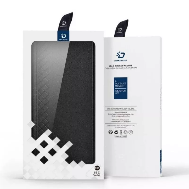 Dux Ducis Bril Series Flip Wallet Case für Samsung Galaxy Z Fold4, Schwarz, Premium PU-Leder mit Standfuß und Kartenfächern