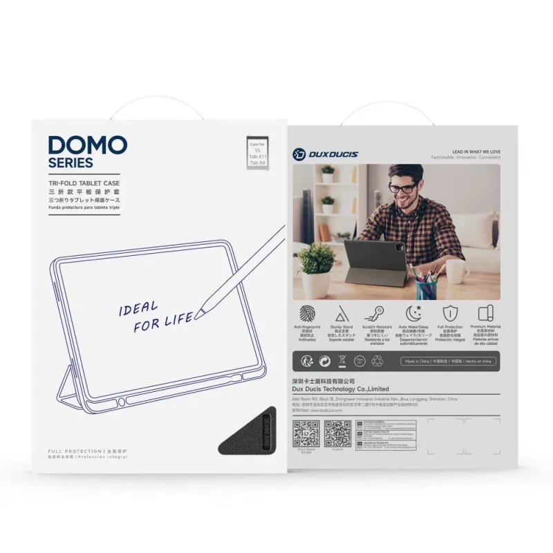 Dux Ducis Domo Series Tri-fold Stand PU Leather Tablet Cover für Samsung Galaxy Tab A9 / Tab A11, Blau