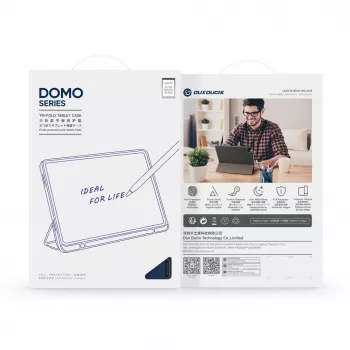Dux Ducis Galaxy Tab A9 Plus / Tab A11 Plus Domo Series Tri-fold Stand PU Leather Tablet Cover Blau