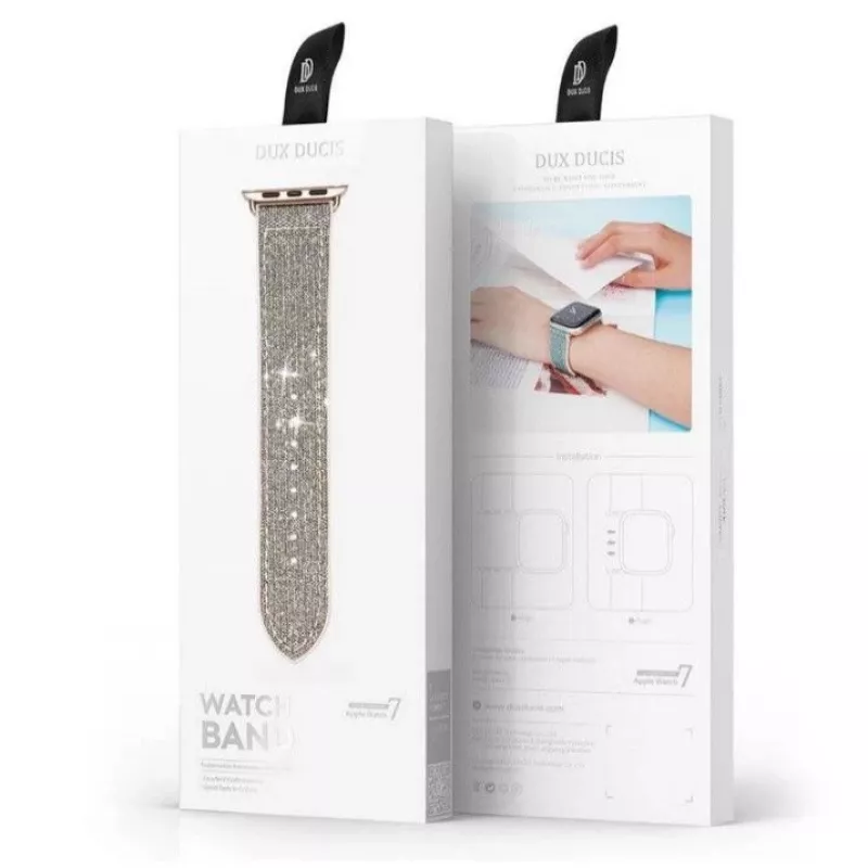 DUX DUCIS Edelstahl-Gliederarmband für Apple Watch Band 7/6/5/4/3/2/SE (41/40/38mm) Silber