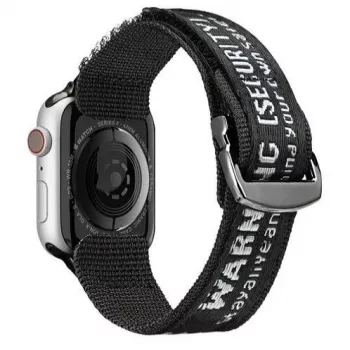 Dux Ducis Armband (Outdoor-Version) für Apple Watch Ultra, SE, Series 8, 7, 6, 5, 4, 3, 2, 1 (49, 45, 44, 42 mm) Nylonband Schwarz Silber