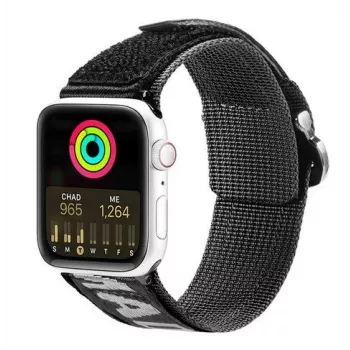 Dux Ducis Armband (Outdoor-Version) für Apple Watch Ultra, SE, Series 8, 7, 6, 5, 4, 3, 2, 1 (49, 45, 44, 42 mm) Nylonband Schwarz Silber