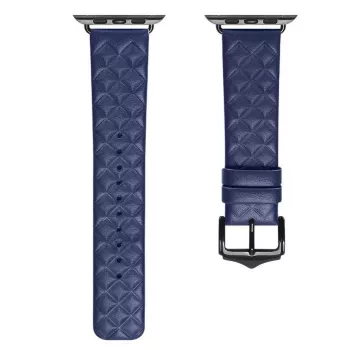 Dux Ducis Trap Lederarmband für Apple Watch 7/6/5/4/3/2/SE (45/44/42mm) Echtes Leder Armband Blau
