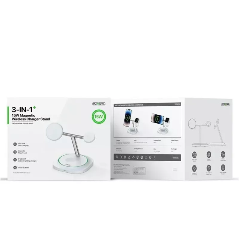 Duzzona W16 15W 3-in-1 Magnetisches Wireless Ladegerät Weiß