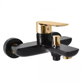 DVT554.5CMATZ Unterputz-Wannenarmatur mit automatischer Umstellung, Matt Schwarz/Gold