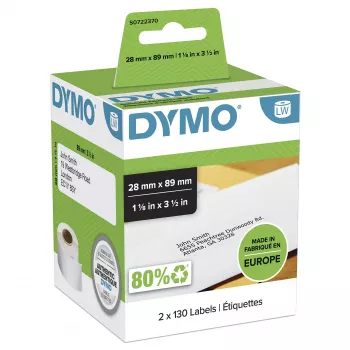 DYMO LabelWriter Adressetiketten 99010, 28x89 mm, Weiß, 2 Rollen mit je 130