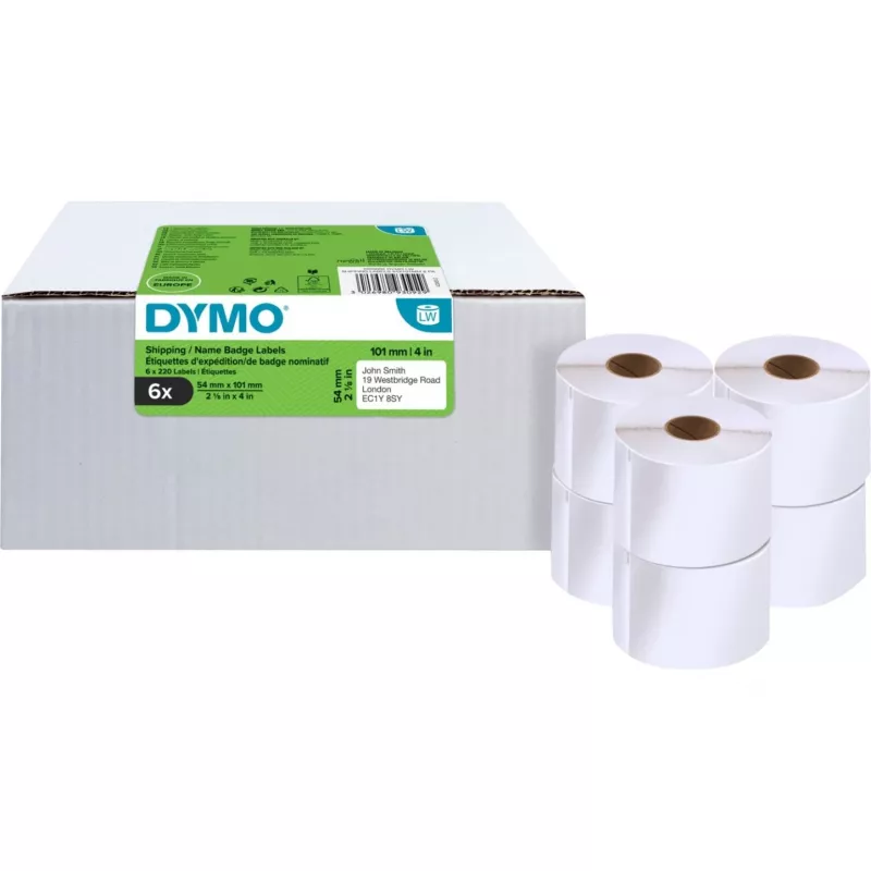 DYMO LabelWriter Versand- und Namensschild-Etiketten, 54 x 101 mm, Weiß, Permanentkleber, 220 Etiketten pro Rolle