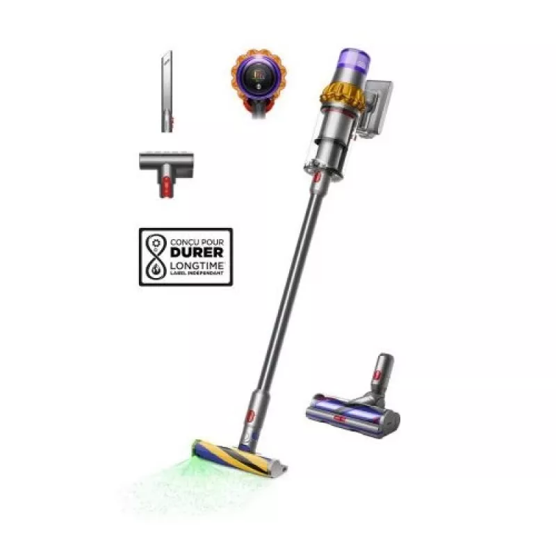 Dyson V15 Detect Absolute Akku-Staubsauger, Edelstahl, 240AW, LCD-Display, 60min Laufzeit