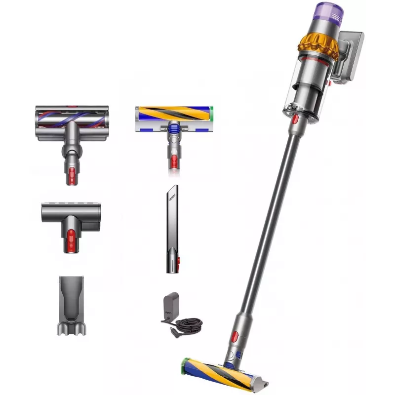 Dyson V15 Detect Absolute Akku-Staubsauger, Edelstahl, 240AW, LCD-Display, 60min Laufzeit