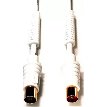 E+P AB207G Koaxial-Antennenkabel 7,5m Stecker auf Buchse Goldbeschichtet Weiß
