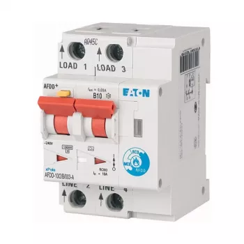 Eaton AFDD-10/2/B/003-A Fehlerlichtbogen-Schutzeinrichtung mit RCBO, 2-polig, 10 A, 30 mA, Typ A, 230 V, 6 kA, DIN-Schiene, 2 Module