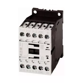 Eaton DILM12-01(24VDC) Leistungsschütz, 3-polig, 12A AC-3, 24V DC Spule, IP20 – Schwarz/Weiß, 45x68mm (276880)