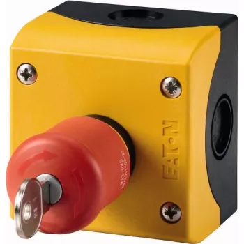 Eaton M22-PVS/KC11/IY Not-Aus-Pilztaster mit Schlüsselbetätigung, 1NC/1NO, 22,5 mm, IP66, Rot