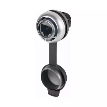 Eaton M22-RJ45-SA Front Element+ RJ45 Mounting Socket, Black/Silver, 107413