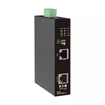 Eaton Tripp Lite Series Industrial Gigabit PoE++ Injektor, 60W, 802.3bt, Midspan, -40°C bis 75°C, IP30, Dual 24-57VDC, DIN-Schiene, 1-Port, Schwarz