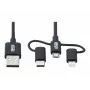 Eaton Tripp Lite Series Universal USB-A auf Lightning, USB Micro-B und USB-C Sync-/Ladekabel (M/3xM), MFi-zertifiziert, Schwarz, 1,8 m