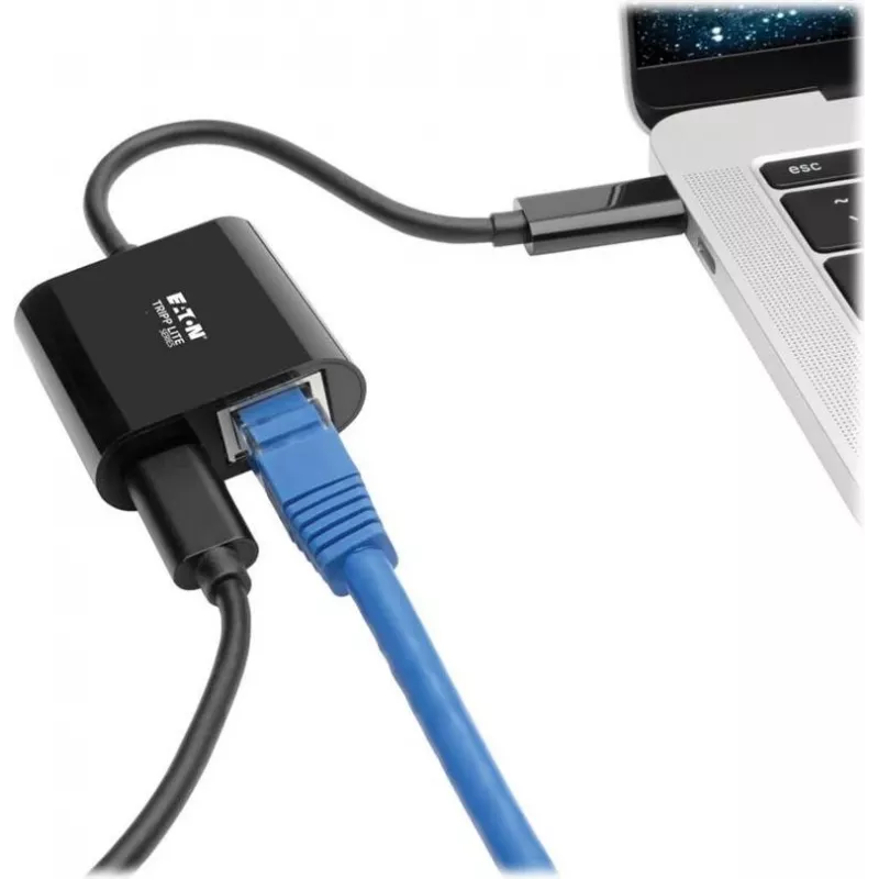 Eaton Tripp Lite U436-06N-GB-C USB-C auf Gigabit Ethernet Adapter mit USB-C PD-Ladefunktion - Thunderbolt 3 - Schwarz