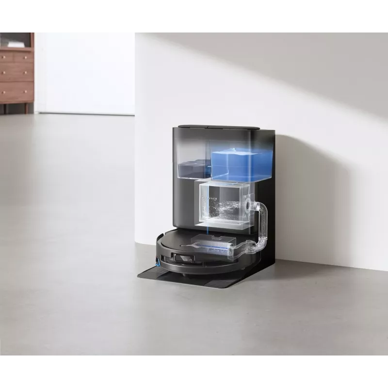 ECOVACS DEEBOT T80S OMNI Saugroboter mit Absaugstation, 6000 Pa Saugkraft, Heißwasser-Wischreinigung, Heißlufttrocknung, AIVI 3D 2.0 Hinderniserkennung, TrueMapping 2.0 LiDAR Navigation, Schwarz