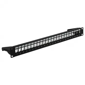 EFB 19 inch 1U Patchpanel, 24-Port, Metall, klappbar, Schwarz RAL9005