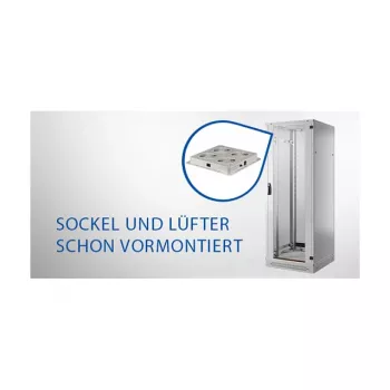 EFB 19-Zoll Netzwerkschrank Set PRO 42U, 800x1000 mm, RAL7035, 4-Lüfter-Dacheinheit, Stromversorgung + Sockel