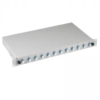 EFB Elektronik B71921L12 LC Spleißbox OS2 Singlemode 12 Pigtails / 6 Kupplungen, Blau/Grau, Metall, 483 mm