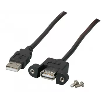 EFB-Elektronik USB 2.0 Verlängerungskabel A-A, Panel Mount Buchse, 1,0 m, Schwarz, Classic