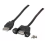 EFB-Elektronik USB 2.0 Verlängerungskabel A-A, Panel Mount Buchse, 1,0 m, Schwarz, Classic