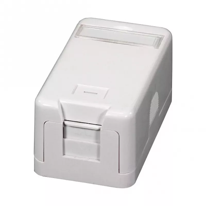 EFB ET-25166 Aufputz-Keystone-Dose, 1 Port, selbstschließende Staubschutzklappe, Reinweiß